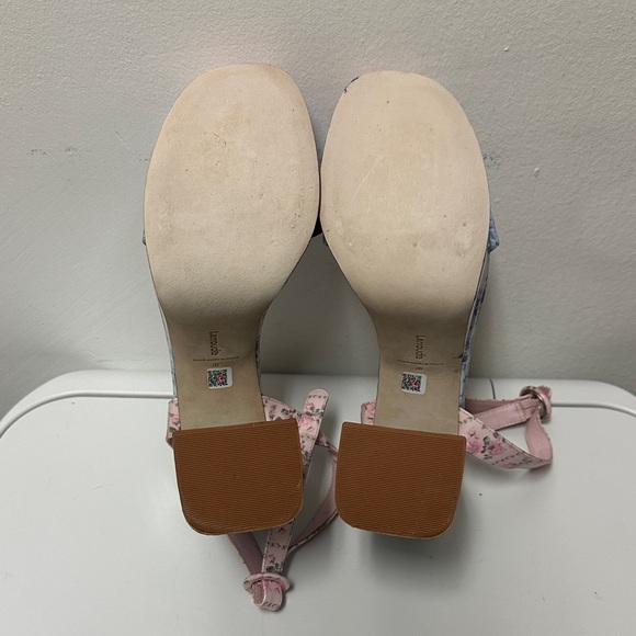 Larroude For Love Shack Fancy Floral Platform Pink and Blue Floral Heels - Picture 5 of 10